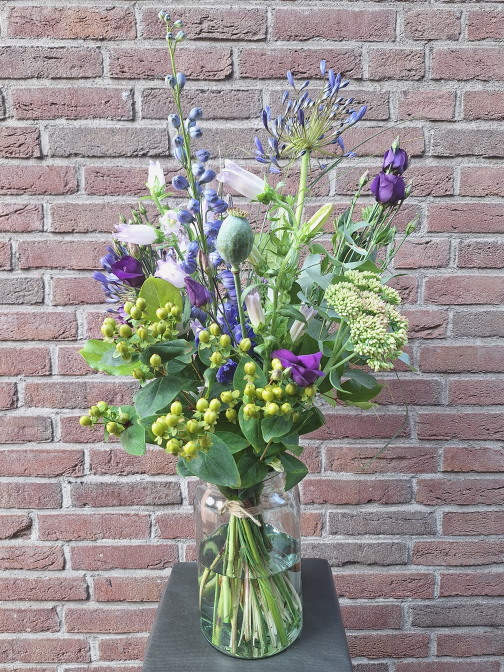blauw/wit boeket