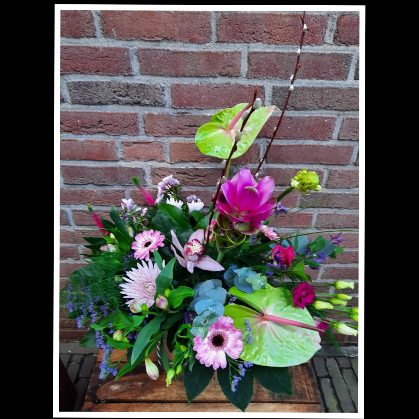 Roze boeket anthurium