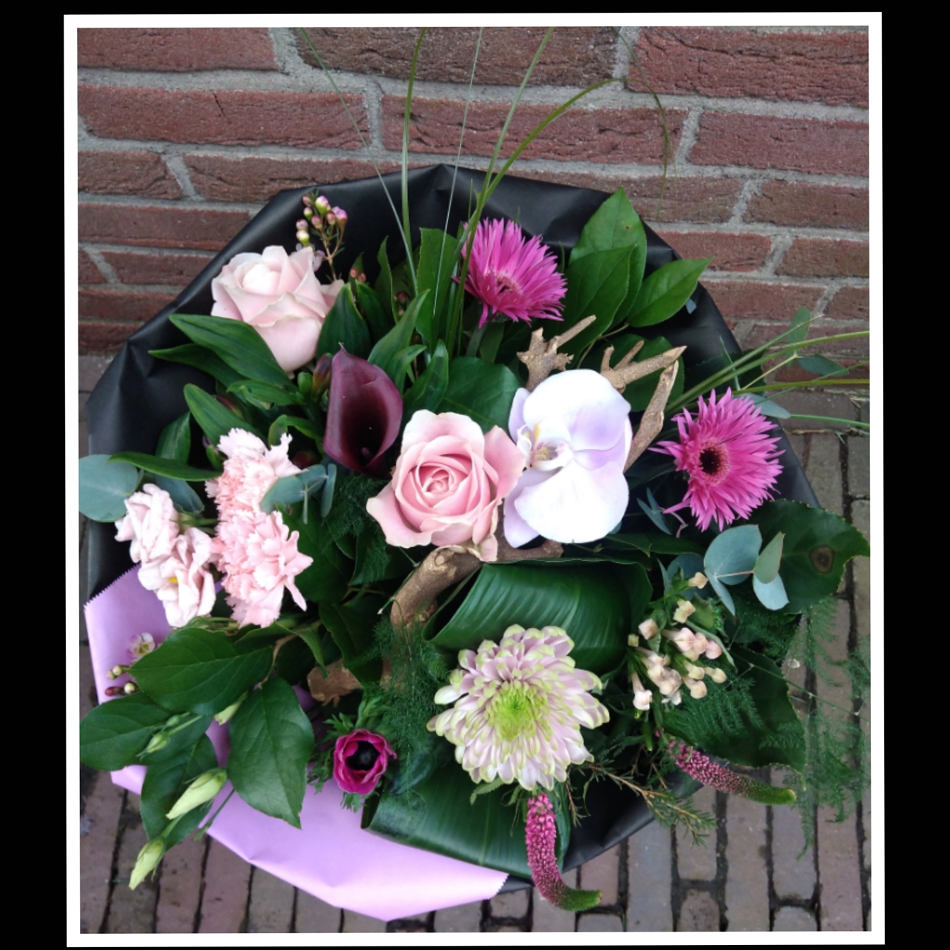 Roze boeket laag